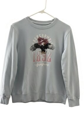 abercrombie kids Light Gray Crewneck with Pink 1892 Eagle Graphic